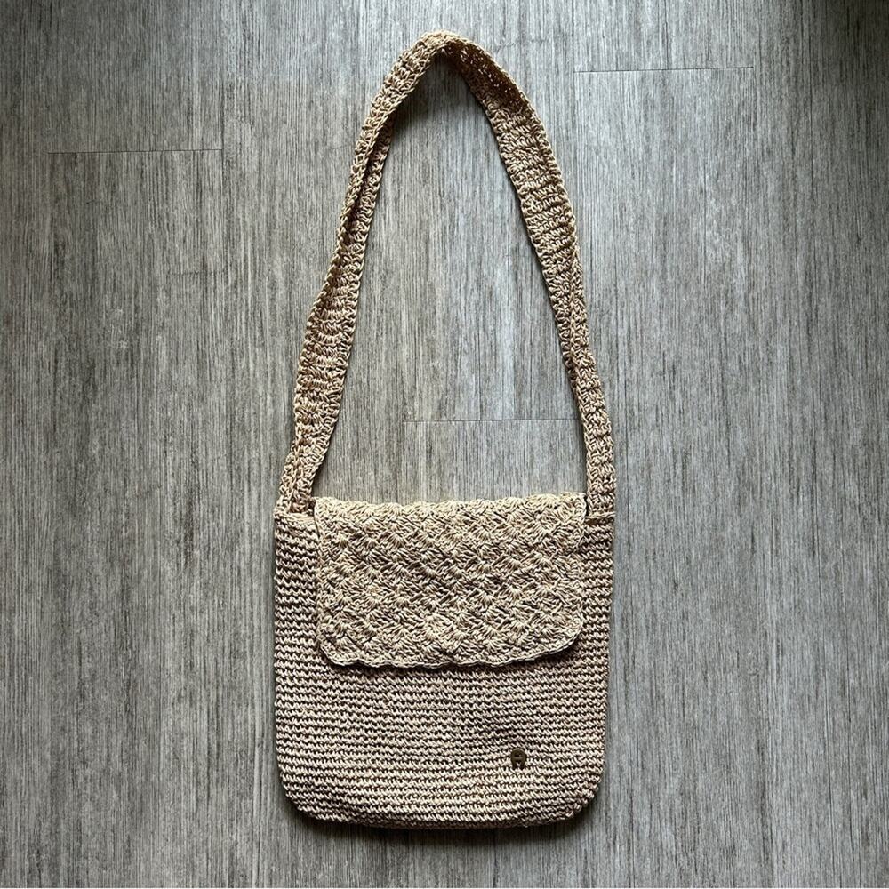 ✨ Etienne Aigner Tan Natural Straw Lined Foldover Flap Woven Shoulder Purse Bag